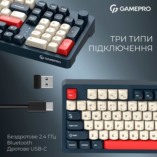 Фото - Уценка - Клавиатура беспроводная игровая GamePro Asgard Drakkar Keychron Super Blue (MK305BL)