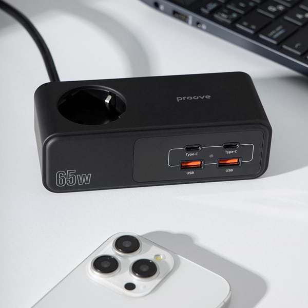 Фото - Мережевий фільтр Proove Homester Pro 65W (AC + 2xType-C + 2xUSB) 1.5m Black (PSHP25002201)