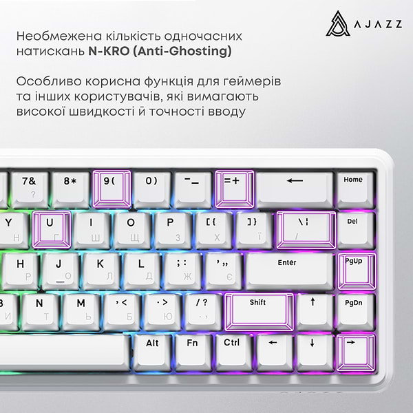 Фото - Клавіатура дротова ігрова Ajazz AK680 MAX (AK680-WM-W-A)