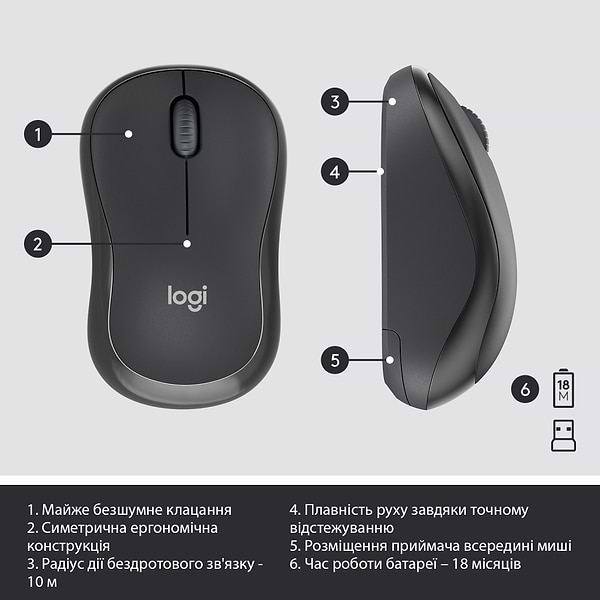 Фото - Клавіатура + миша бездротова Logitech MK295 Silent UA Graphite (920-009800)