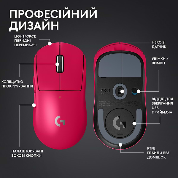 Фото - Миша бездротова ігрова Logitech G Pro X Superlight 2 LightSpeed Magenta (910-006797)