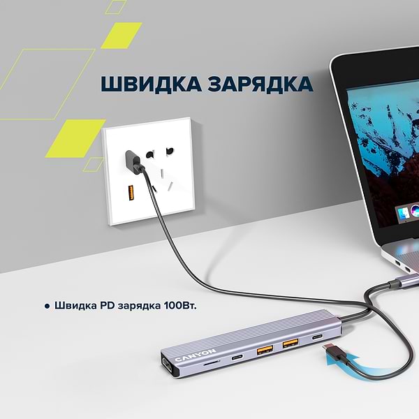 Фото - Хаб USB Canyon 6 port 4k USB-C Hub DS-17 (CNS-TDS17)