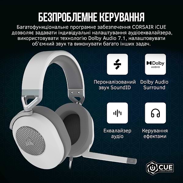 Фото - Гарнітура дротова ігрова Corsair HS65 Surround Headset White (CA-9011271-EU)