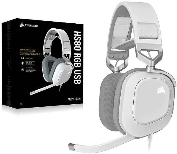 Фото - Гарнитура проводная игровая Corsair HS80 RGB USB Headset White (CA-9011238-EU)