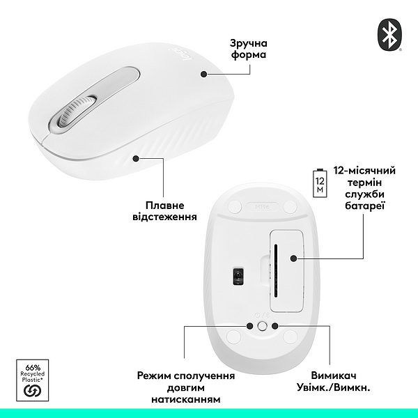 Фото - Миша бездротова Logitech M196 Bluetooth Mouse Off White (910-007460)