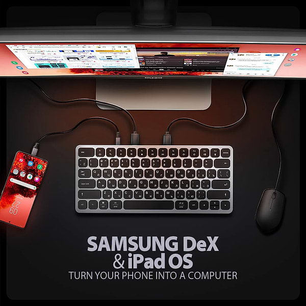 Фото - Клавиатура проводная AXAGON HMC-KB USB-C 5Gbps KEYBOARD 9in1 hub, EN/UA layout, Silver/Black (HMC-KB-CRL)