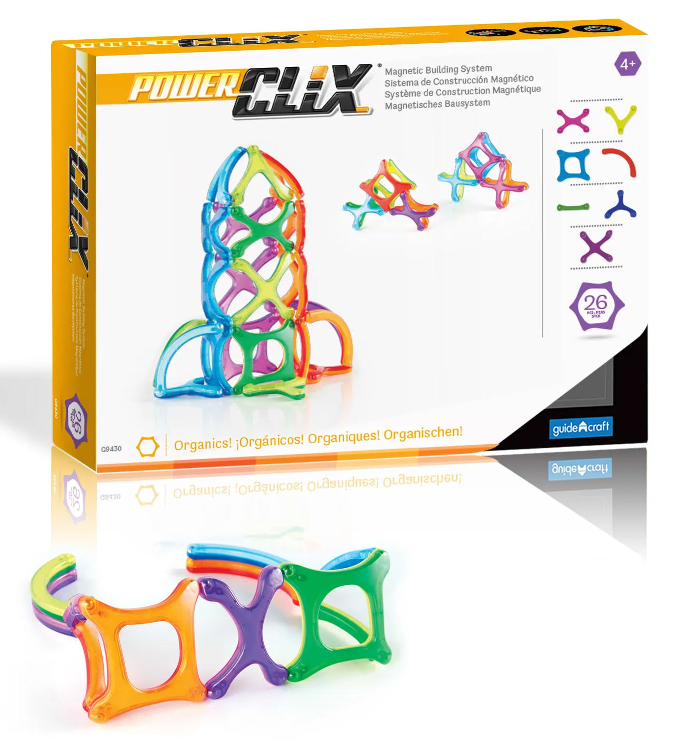 Магнітний конструктор Guidecraft PowerClix Organics, 26 деталей (G9430)