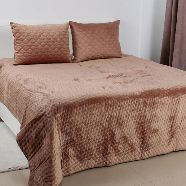 Фото - Покрывало двуспальное ТЕП VELOUR 220х240 см Капучино/Звездочка (4-00517_31708)