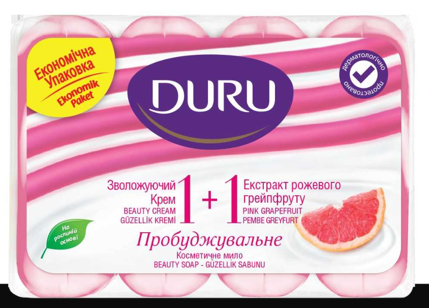 Твердое мыло Duru 1+1 Крем и экстракт грейпфрута 4х80 г (8690506517816)
