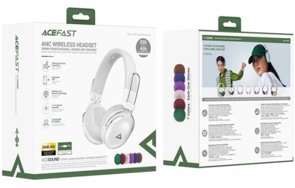 Фото - Наушники накладные беспроводные AceFast H7 ANC Bluetooth Pearl White (6974316283560)