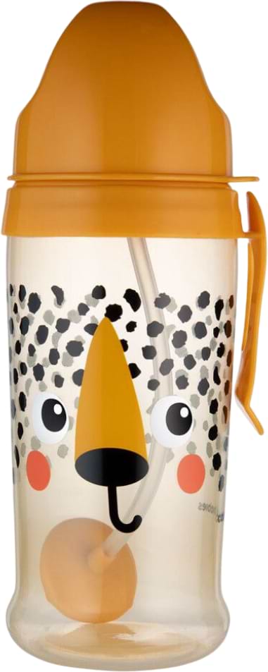 Поильник-непроливайка детский Canpol babies с трубочкой и утяжелителем BabiesBoo - гепард (56/510_ora)