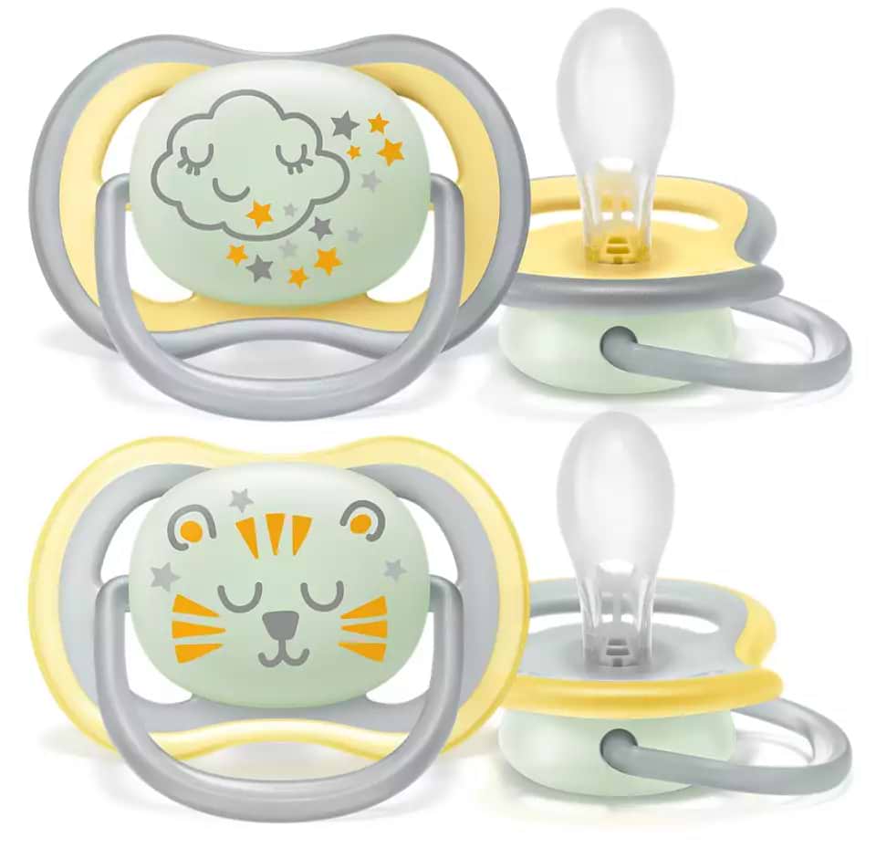 Ортодонтическая пустышка Philips Avent Ultra Air Ночная, 18м+, 2 шт. (SCF376/01) - Фото 1