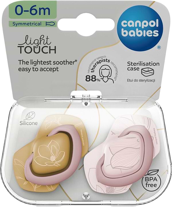 Фото - Симметричная пустышка Canpol babies GOLD 0-6 мес 2 шт. розовая (22/664_pin)