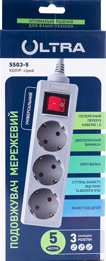 Фото - Мережевий фільтр Ultra SSG3-5 V2 Сірий