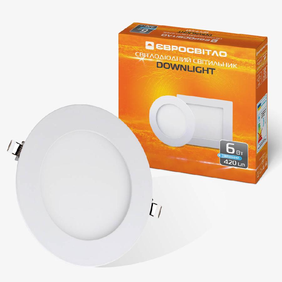 Світлодіодний світильник Євросвітло точковий врізний 6Вт коло LED-R-120-6 6400К (000039171)