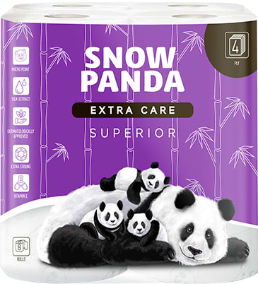Туалетний папір Сніжна панда EXTRA CARE Superior 4сл, 8 шт. - Фото 1