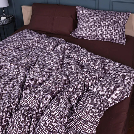 Комплект постільної білизни MirSon Сатин 22-1385 Brown Geometry 175х210 (2200010472561)