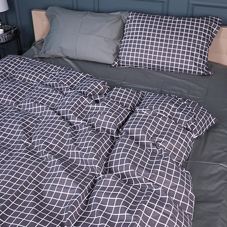 Комплект постільної білизни MirSon Сатин 22-1372 Silver Checkered 175х210 (2200010474534)