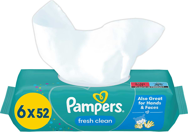 Фото - Вологі серветки для немовлят Pampers Fresh Clean, 312 шт. (6*52 шт) (80777994)