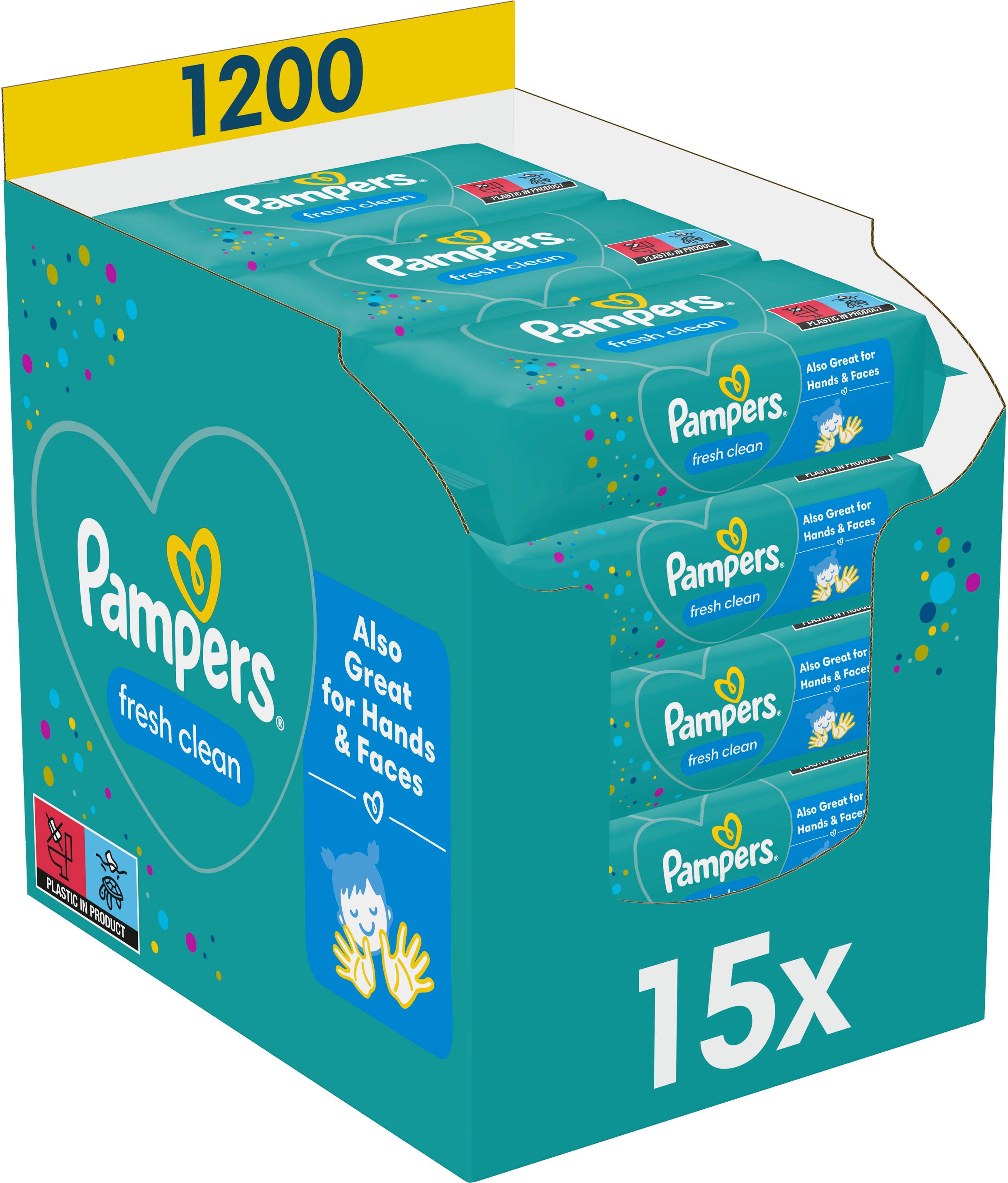 Фото - Вологі серветки для немовлят Pampers Fresh Clean, 1200 шт. (15*80 шт) (80844946)