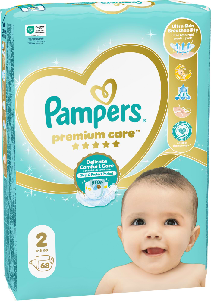 Одноразові підгузки Pampers Premium Care Розмір 2 (4-8 кг), 68 шт. (80789564) - Фото 1