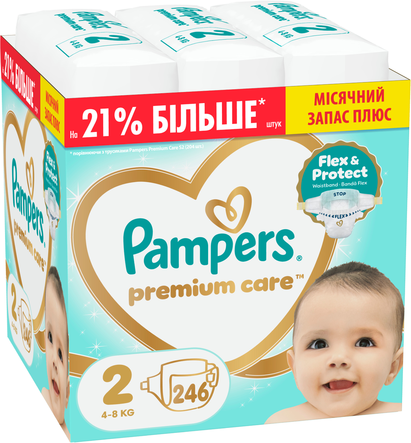 Одноразові підгузки Pampers Premium Care Розмір 2 (4-8 кг) 246 шт (80883541)