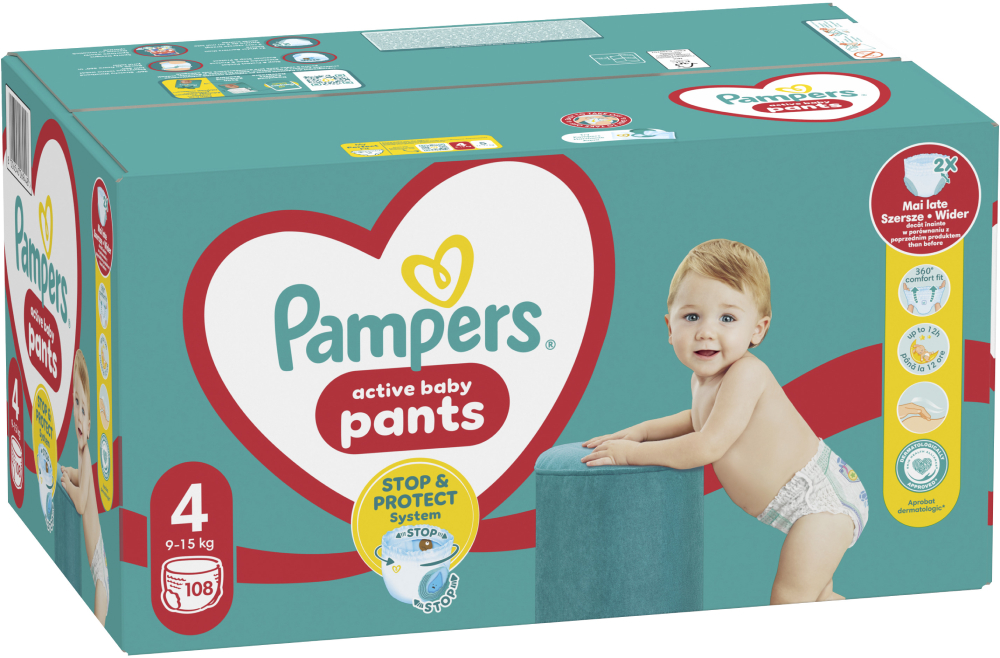 Одноразовые подгузники-трусики Pampers Active Baby Размер 4 (9-15 кг), 108 шт. (80751231) - Фото 1