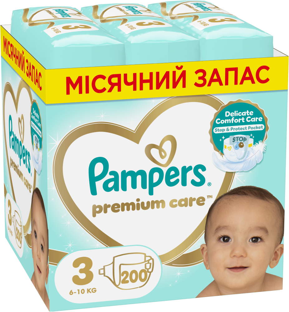Одноразові підгузки Pampers Premium Care Розмір 3 (6-10 кг), 200 шт. (80789143) - Фото 1