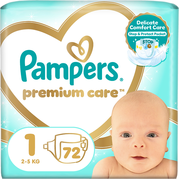 Фото - Одноразовые подгузники Pampers Premium Care Размер 1 (2-5 кг), 72 шт. (80789565)