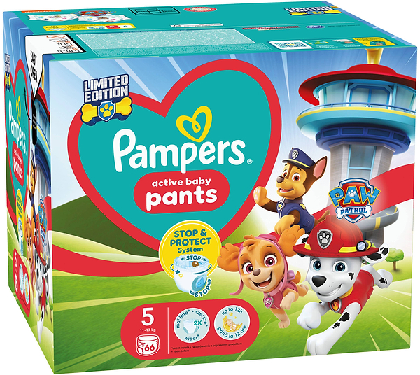 Фото - Одноразовые подгузники-трусики Pampers Active Baby Pants "Щенячий патруль" Размер 5 (12-17 кг), 66 шт. (80820387)