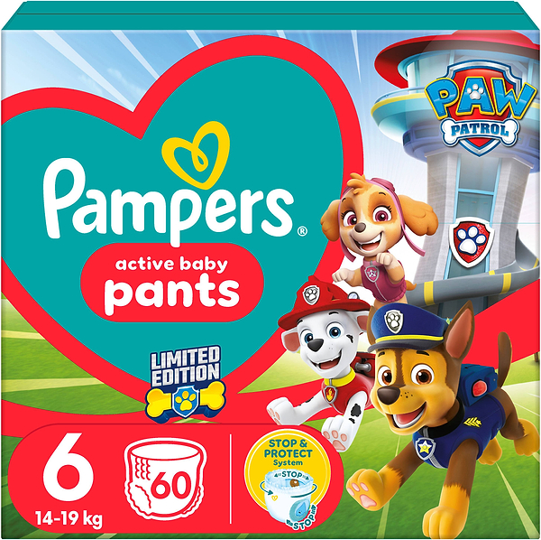 Фото - Одноразовые подгузники-трусики Pampers Active Baby Pants "Щенячий патруль" Размер 6 (14-19 кг), 60 шт. (80820385)