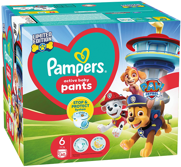 Фото - Одноразовые подгузники-трусики Pampers Active Baby Pants "Щенячий патруль" Размер 6 (14-19 кг), 60 шт. (80820385)