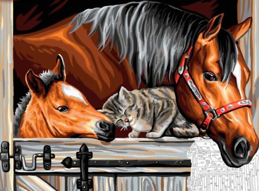 Картина за номерами Sequin Art Painting by Numbers Senior Тріо в стайні (SA1523)