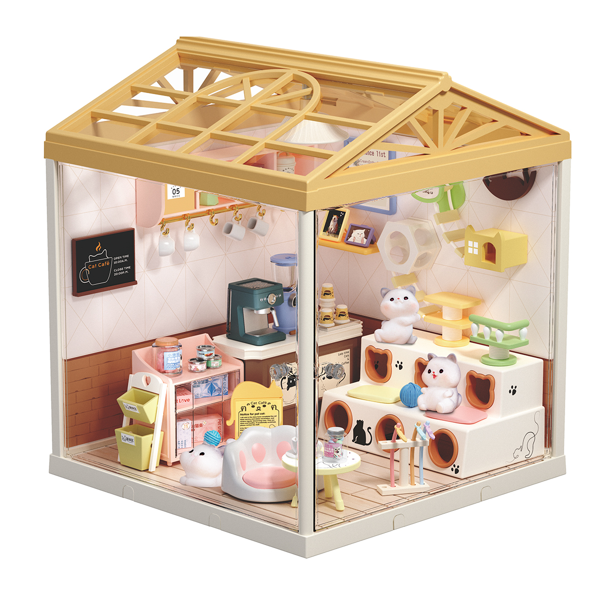 Пластиковый конструктор Mini House серии Интерьер – КОТОКАФЕ (свет) (8007)