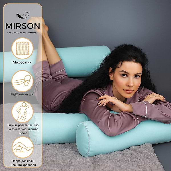 Фото - Подушка валик MirSon №8339 Eco Line Blue BamBoo 60х16 см (2200006250197)