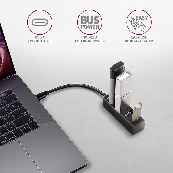 Фото - Хаб USB AXAGON SuperSpeed USB-C MINI 20 см USB-C Black (HUE-M1C)