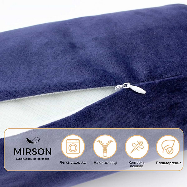 Фото - Подушка валик MirSon №8557 Velvet Line 28-0006 Navy blue 100% Memory 70х20 см (2200006344759)