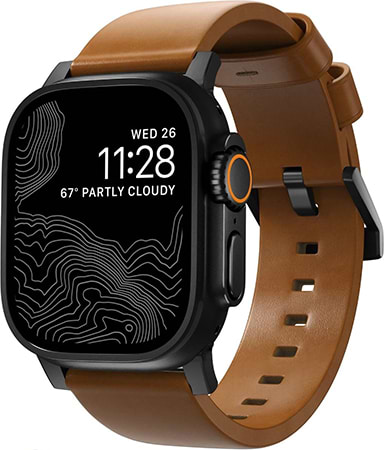 Ремешок для смарт-часов Nomad Modern Leather Band Black Hardware English Tan 46mm/49mm (NM01804185)