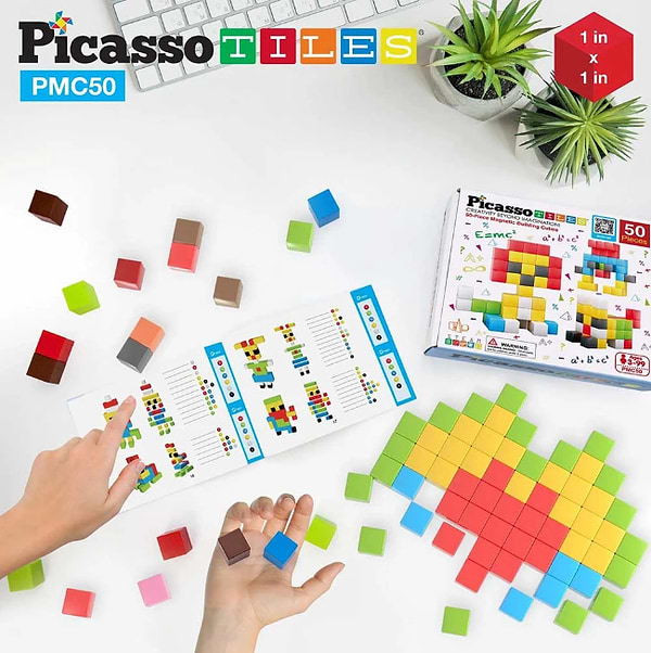 Фото - Магнитный конструктор Picasso Tiles BUILDING CUBES 50 деталей (23645)