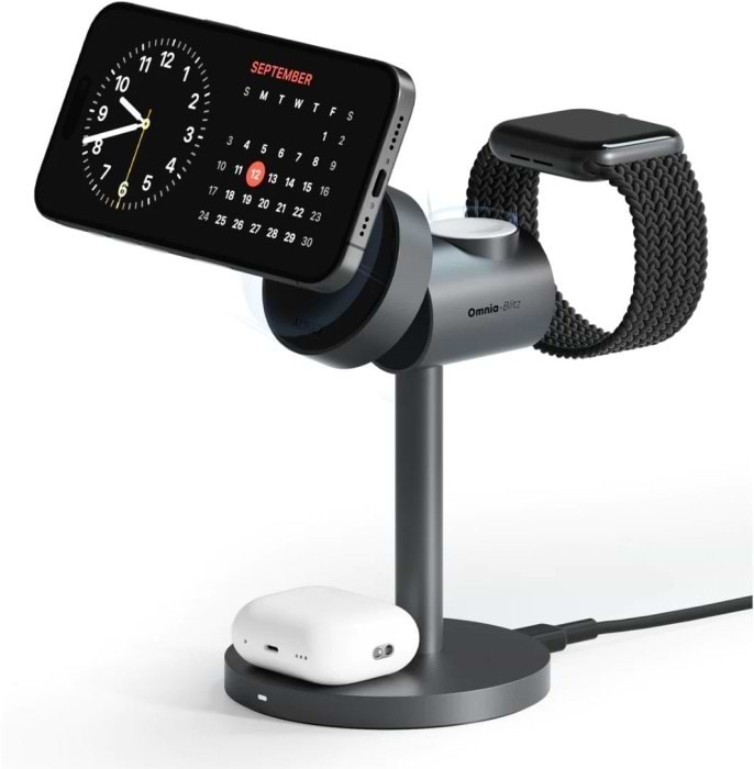 Беспроводное зарядное устройство Aukey MagFusion 3-in-1 15W Qi2 (LC-MC311) Gray