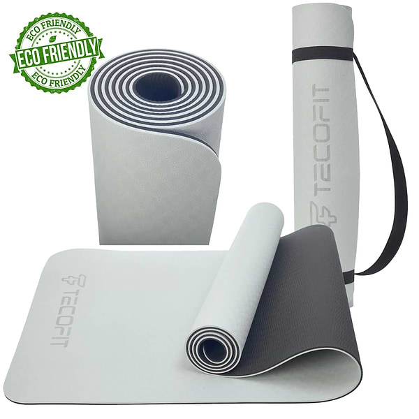 Фото - Коврик для йоги и фитнеса TECOFIT Dual Color TPE Mat 183х61х0.6 см Grey/Black (TOP180138257)