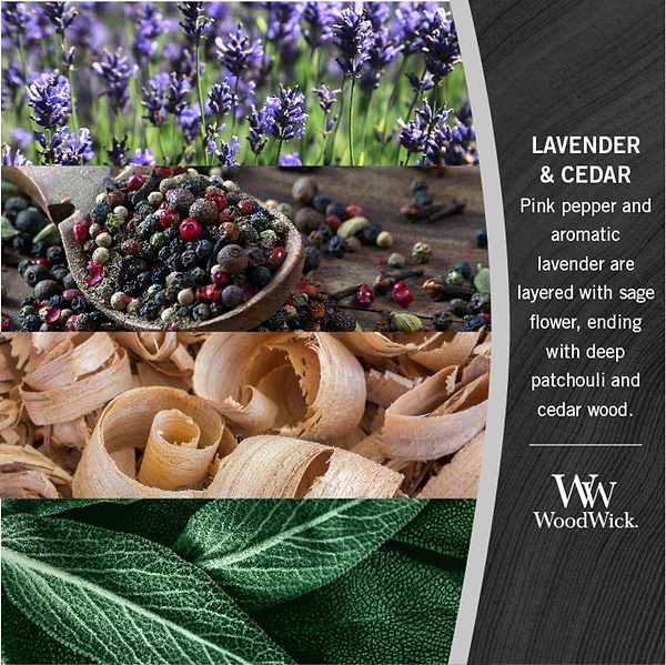 Фото - Свеча стекло Woodwick Medium Lavender & Cedar (Лаванда и Кедр) 275г (1666266E)