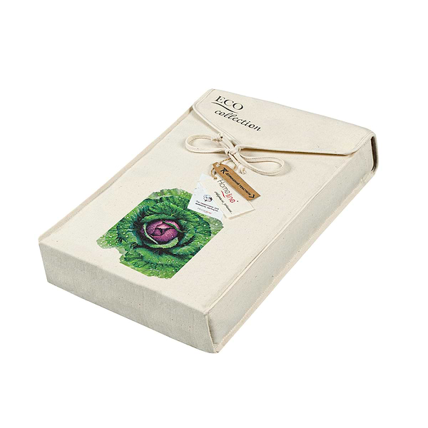 Фото - Комплект постільної білизни Home Line БЯЗЬ ЕКО Щ140 150х215 + 50х70 см ПРИНТ КАПУСТА Синя (185339)