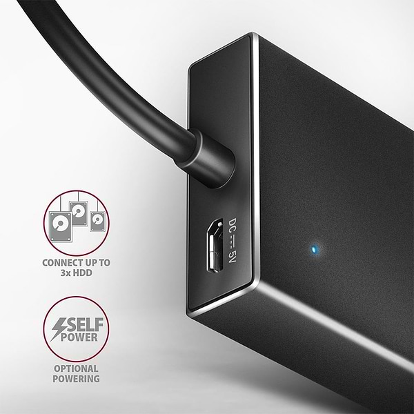Фото - Хаб USB AXAGON HUE-F7C SuperSpeed USB-C FLAT CHARGING hub, cable 30cm USB-C, Black (HUE-F7C)
