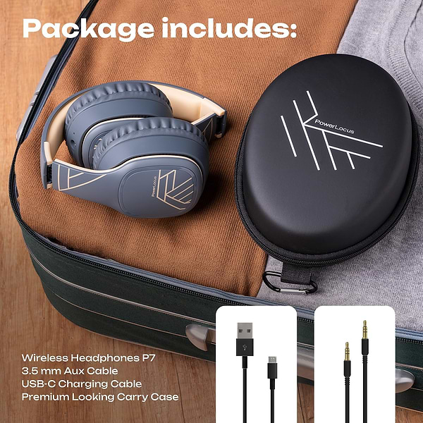 Фото - Навушники повнорозмірні бездротові PowerLocus P7 Asphalt Grey (pwl-p7-asphalt grey)