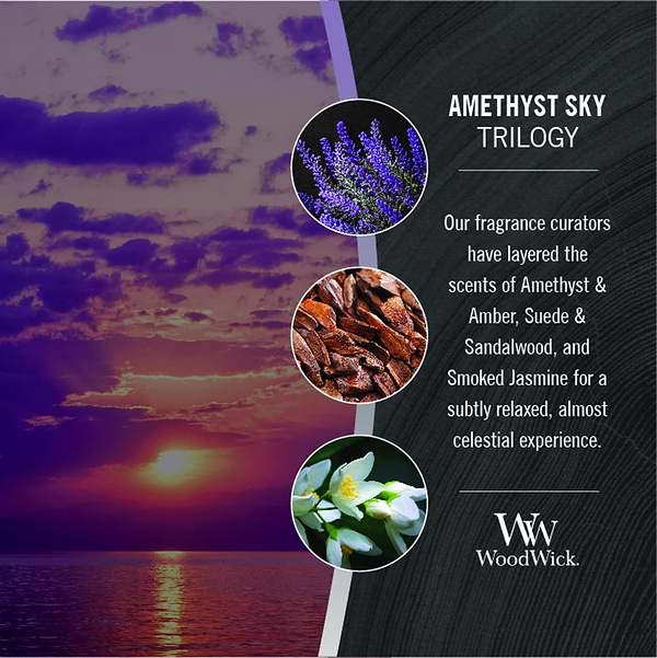 Фото - Свеча стекло Woodwick Medium Trilogy Amethyst Sky (Аметистовое небо) 275г (1707527E)