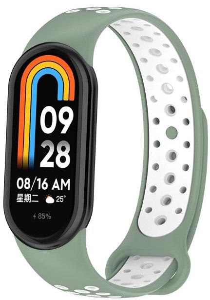 Фото - Ремінець для фітнес-браслета BeCover Vents Style for Xiaomi Mi Smart Band 9 Pine Green-White (711988)
