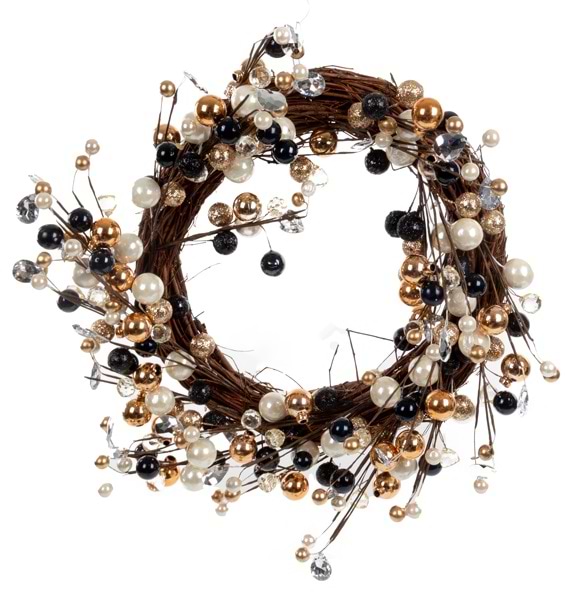 Венок искуственный Lefard 40 см черный с золотом (822-002)