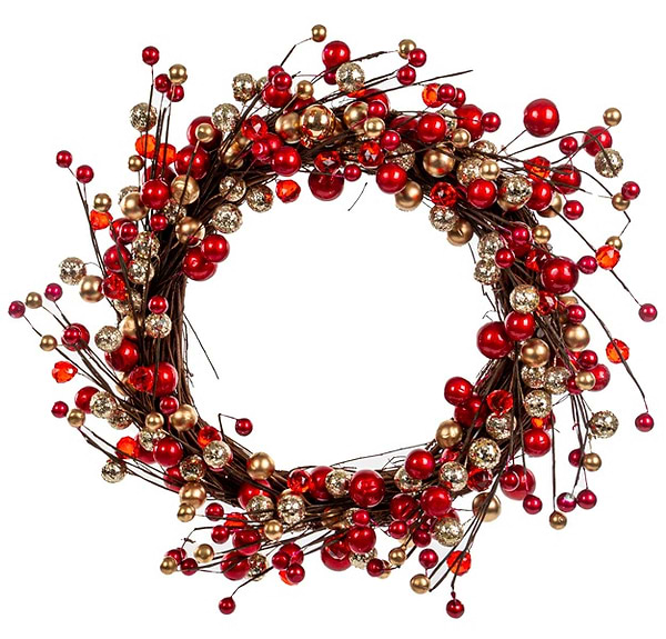 Фото - Венок искуственный Lefard 40 см красная с золотом (822-027)