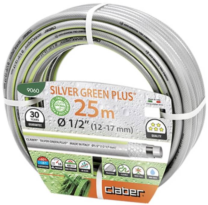 Фото - Шланг поливочний Claber 1/2" 25м Silver Green Plus (90600000)